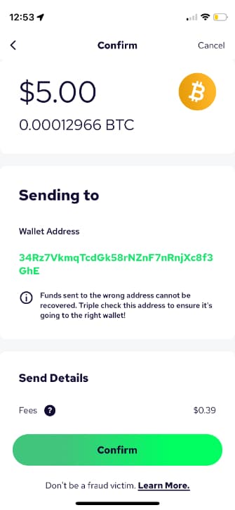 Tap “Confirm” to confirm transaction details, then tap “Submit”.