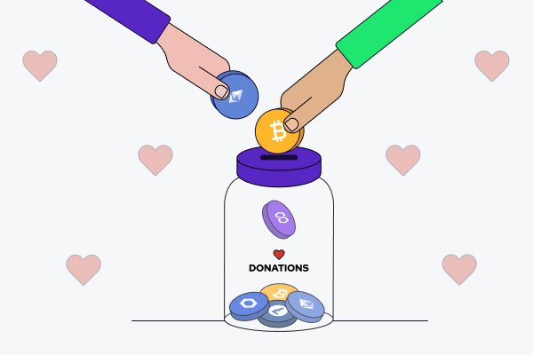 Give crypto to charity illustration
