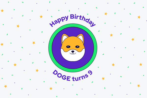 Dogecoin's 9th birthday illustration